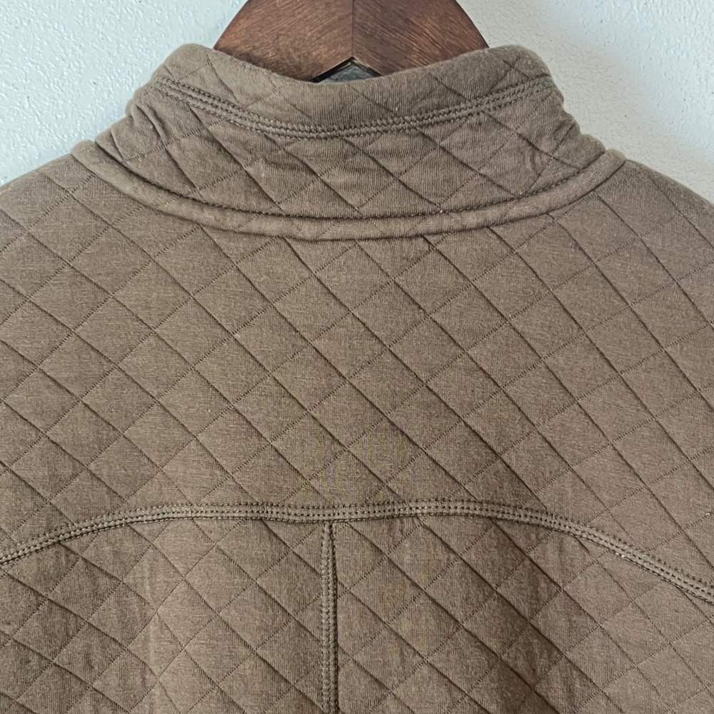 Duluth Trading Co Quilted Fleece Pullover L Brown Snap Neck Pockets Gorpcore - Picture 11 of 14